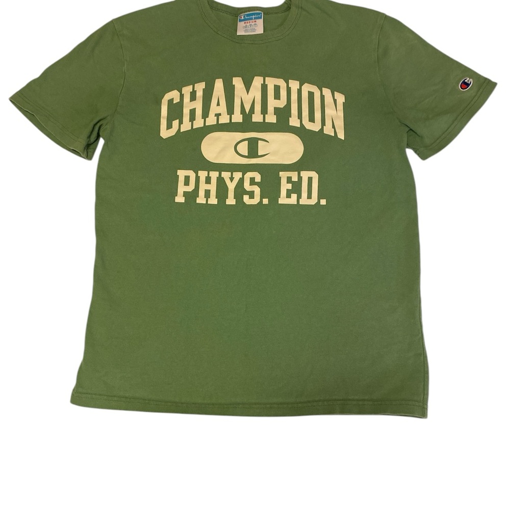 Champion Heritage Heavyweight Sage Green Phys Ed Logo Tee | Men’s Medium